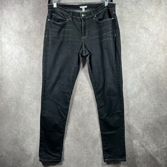 Eileen Fisher Jeans Women 14 Black Denim Skinny Mid Rise Pockets Casual Everyday - Picture 1 of 10